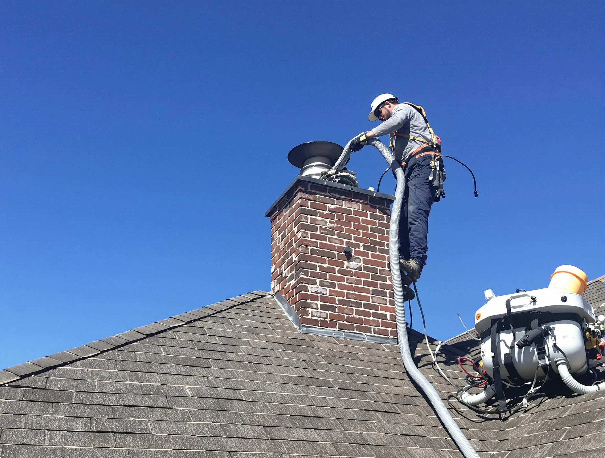 Dedicated Maplewood Chimney Sweep team member cleaning a chimney in Maplewood, NJ