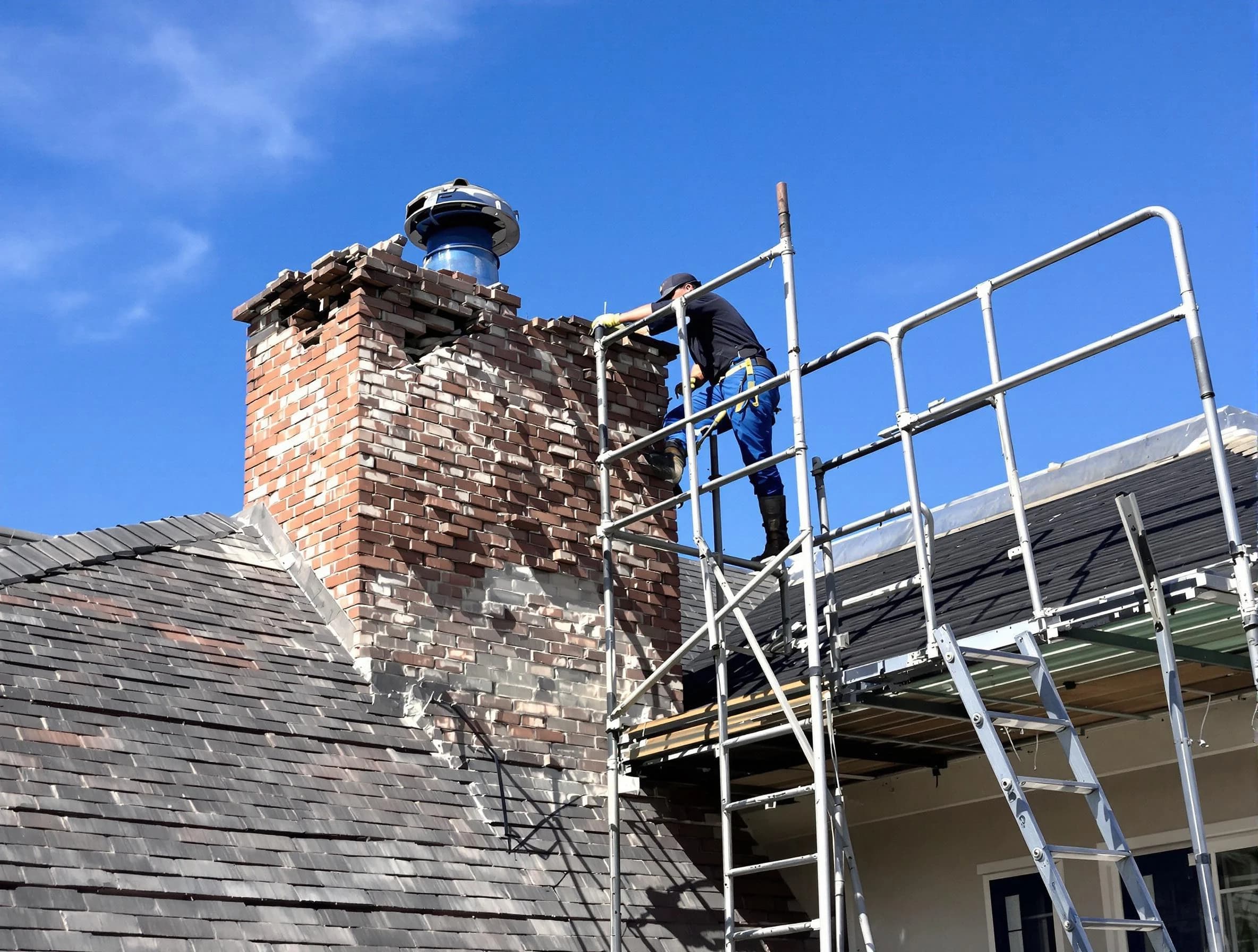 Rebuilding a chimney structure by Maplewood Chimney Sweep in Maplewood, NJ