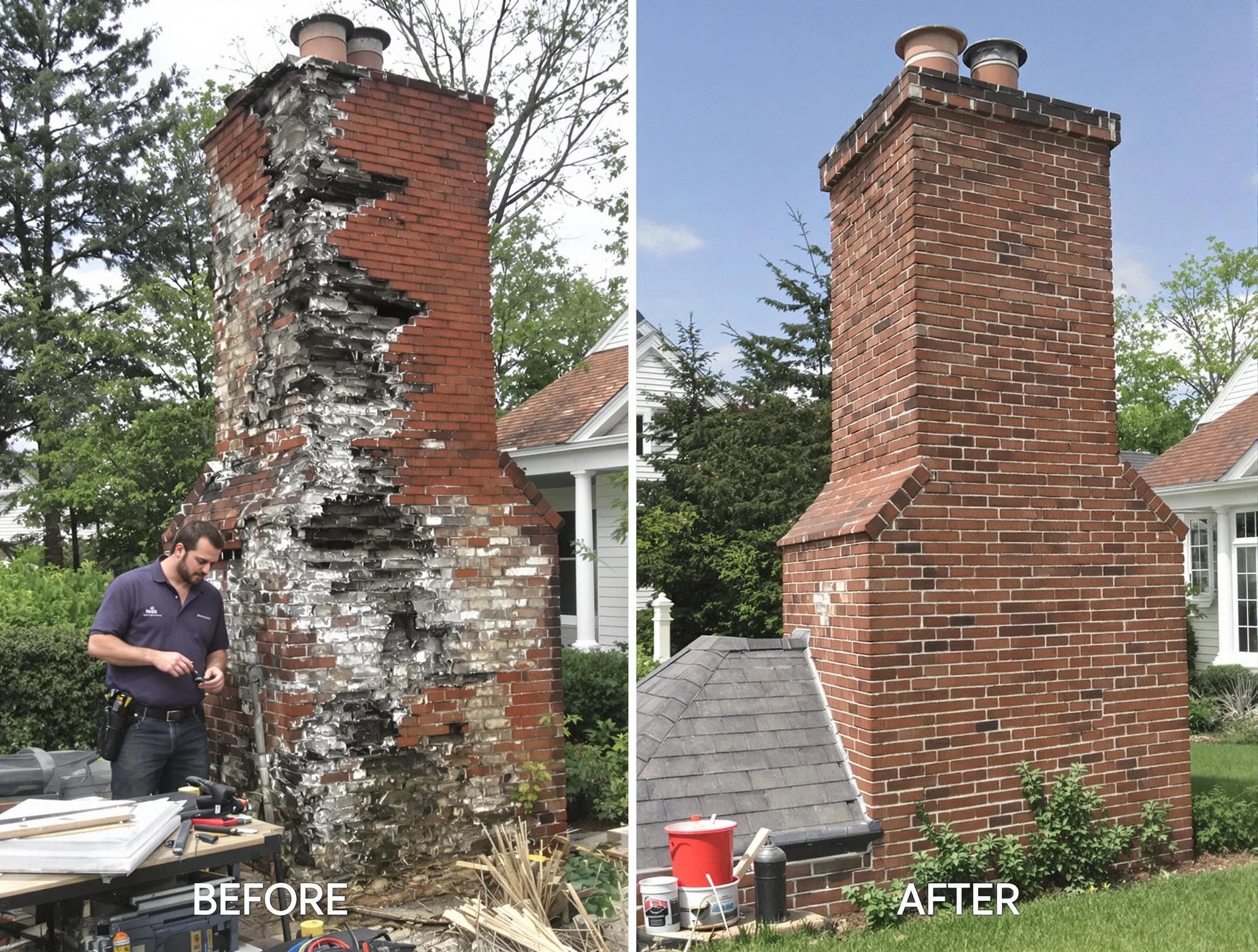 Maplewood Chimney Sweep performing a full chimney restoration in Maplewood, NJ
