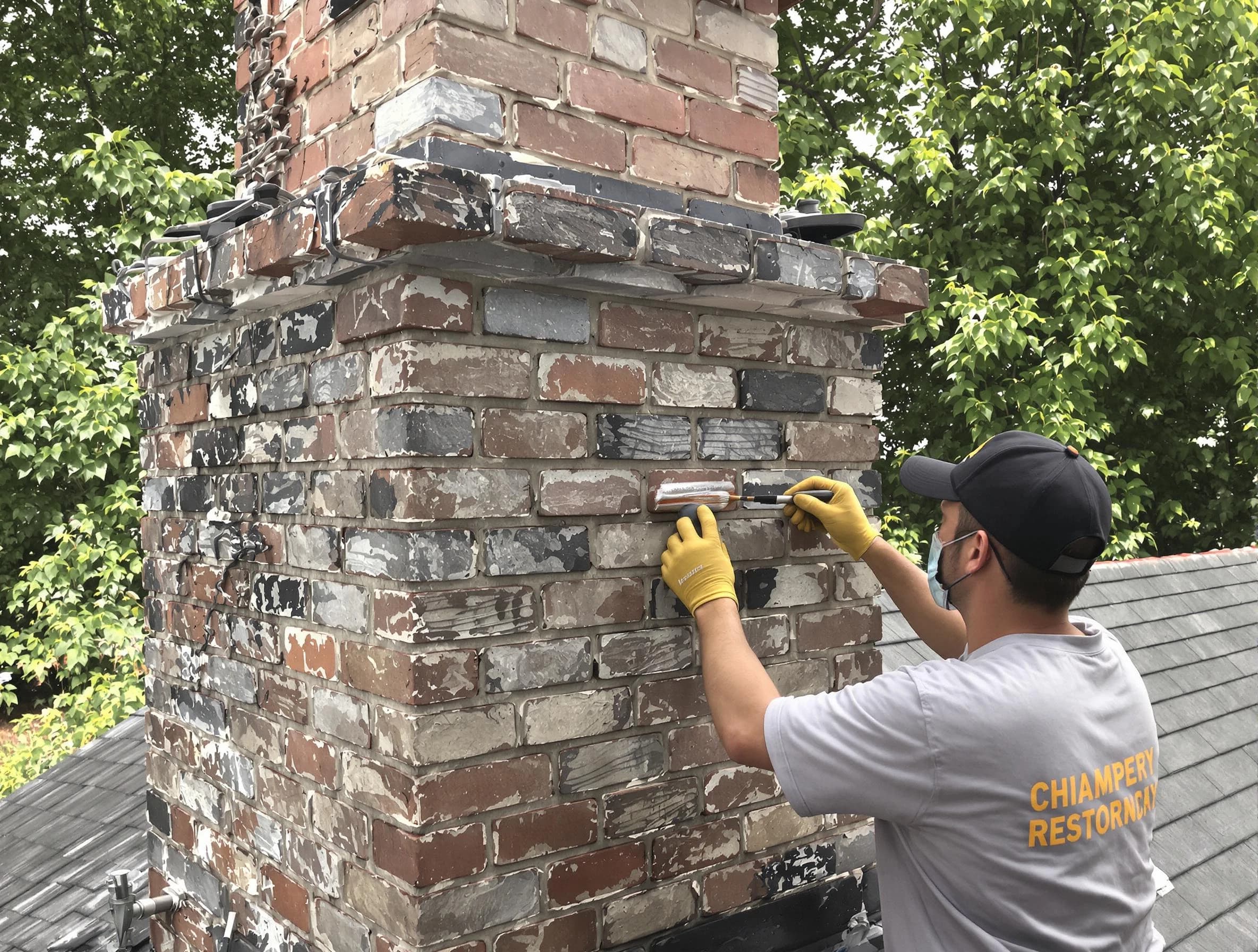 In-progress chimney restoration by Maplewood Chimney Sweep in Maplewood, NJ