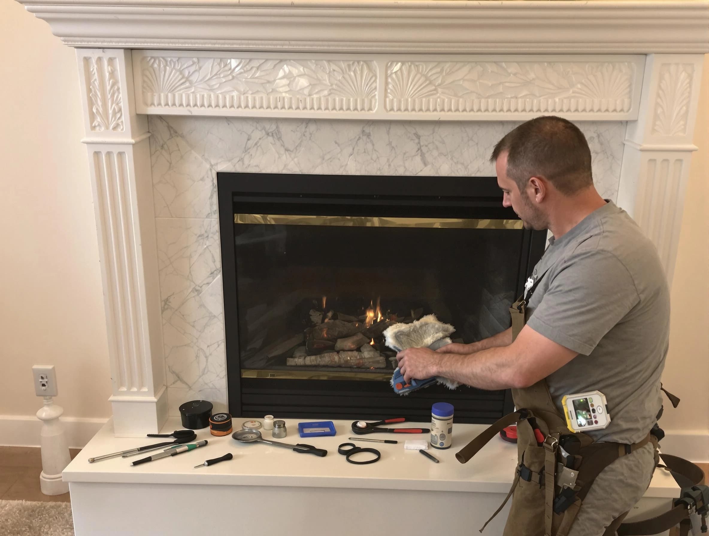 Maplewood Chimney Sweep performing fireplace maintenance in Maplewood, NJ
