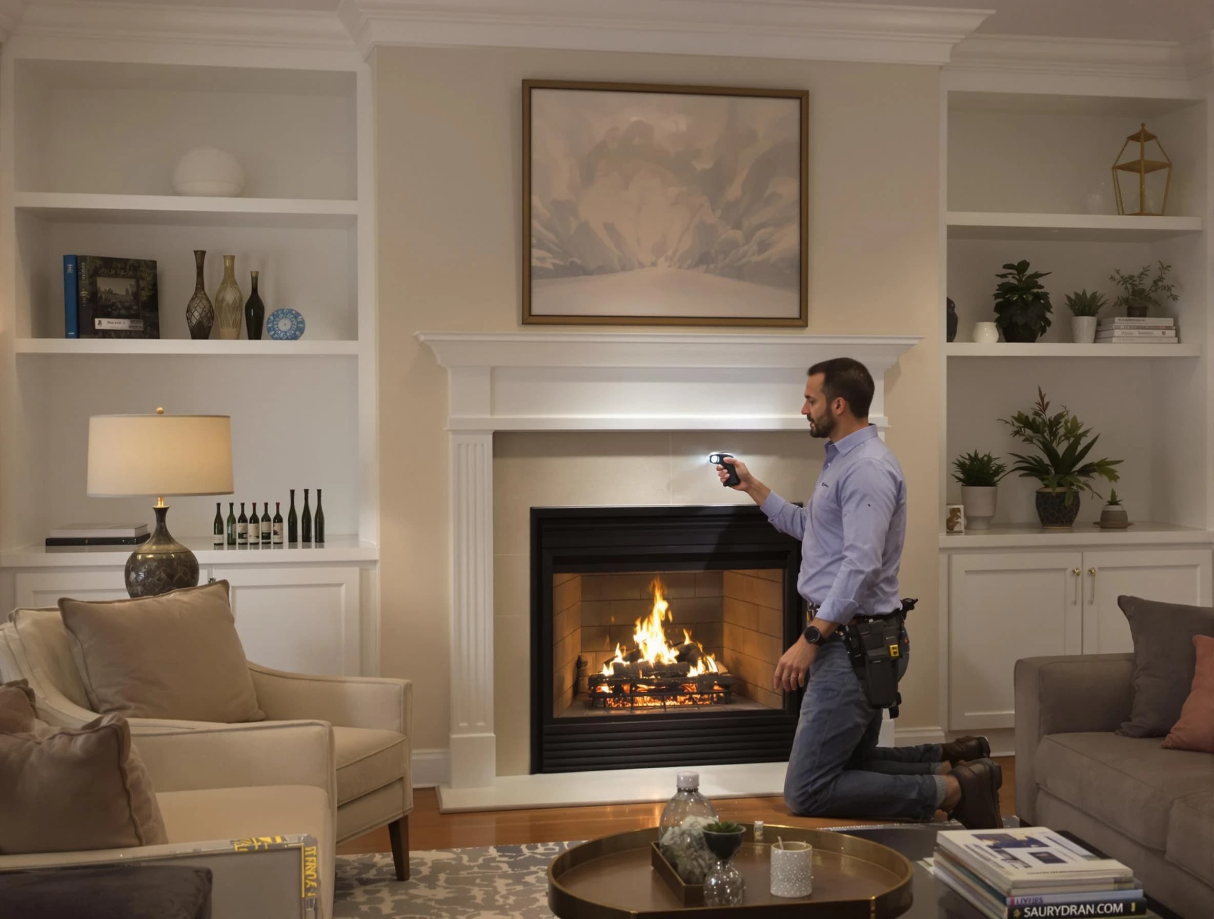 Maplewood Chimney Sweep conducting a fireplace safety inspection in Maplewood, NJ