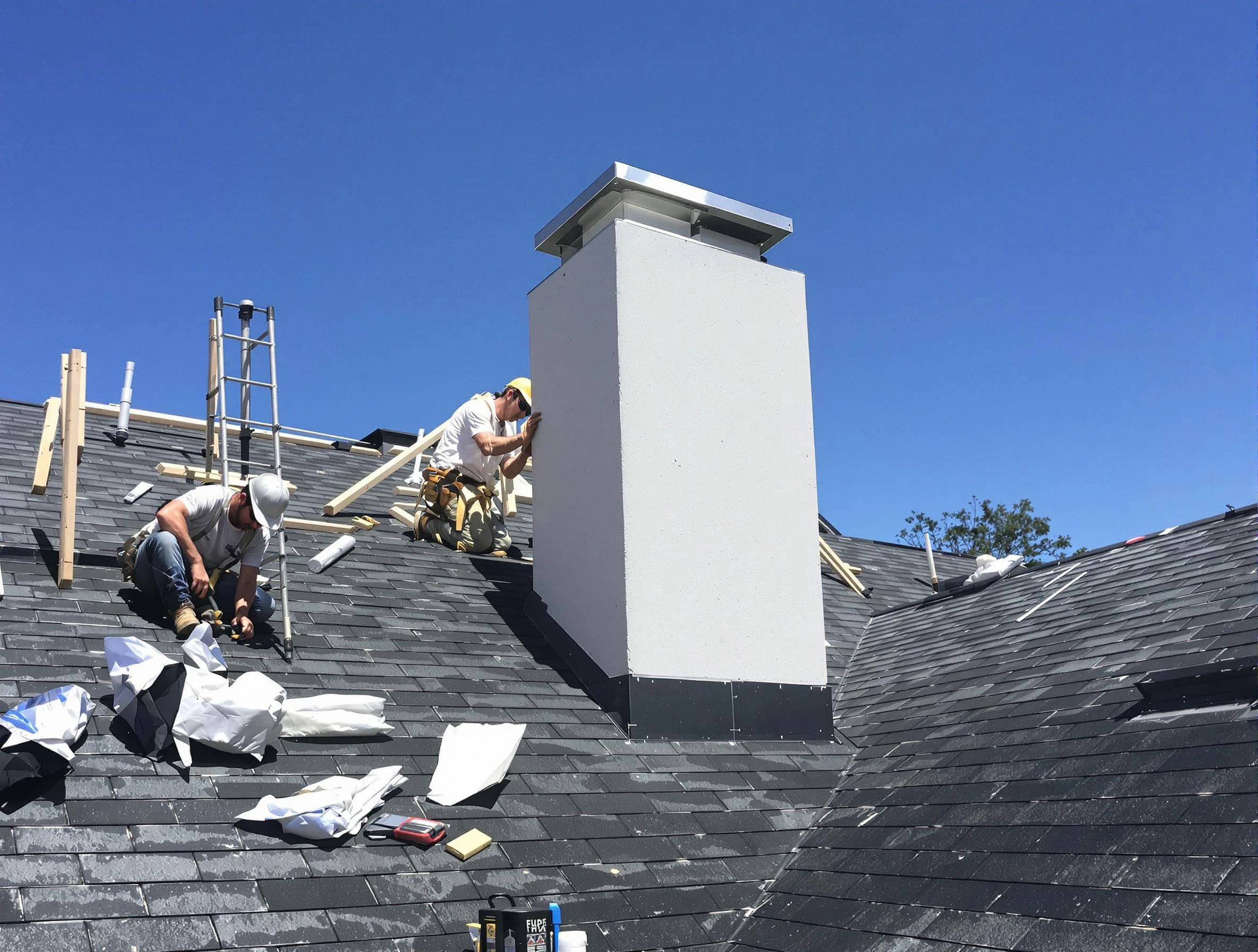 Maplewood Chimney Sweep crew installing a new chimney in Maplewood, NJ