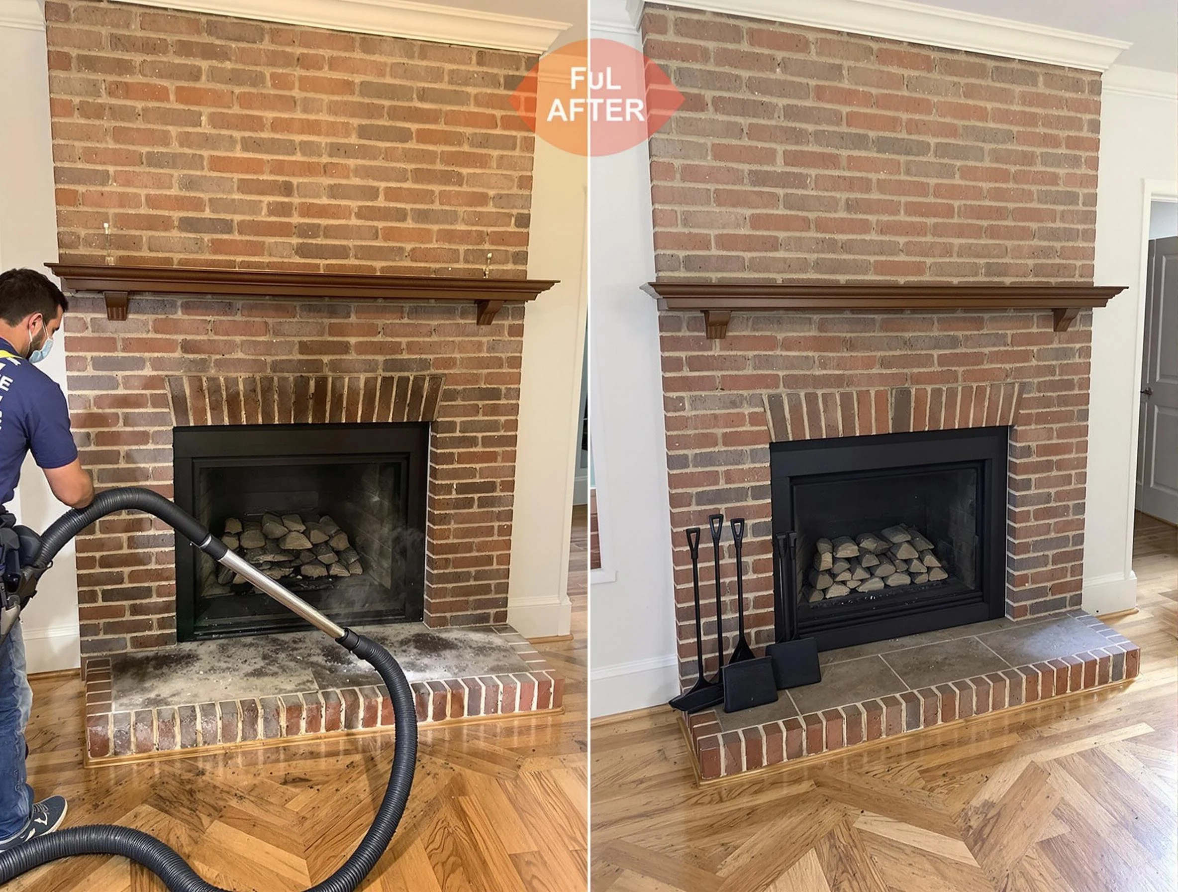 Maplewood Chimney Sweep carefully sanitizing a fireplace in Maplewood, NJ